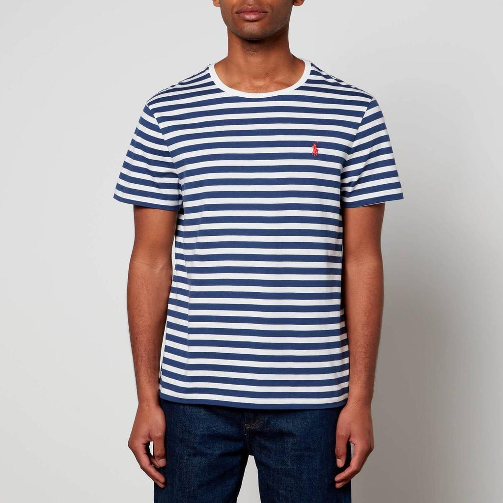 商品Ralph Lauren|Polo Ralph Lauren Men's Custom Slim Fit Jersey Striped T-Shirt - Light Navy/White,价格¥612,第1张图片