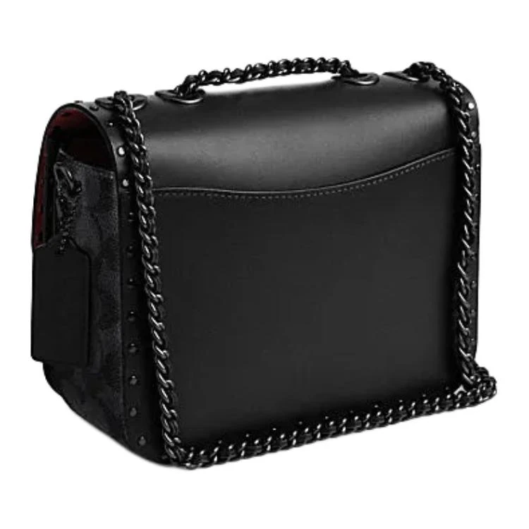 商品[国内直发] Coach|蔻驰 Madison 19 品牌徽标锁扣开合 牛皮革拼人造革 单肩斜挎包 小号 女款 黑色,价格¥3197,第3张图片详细描述