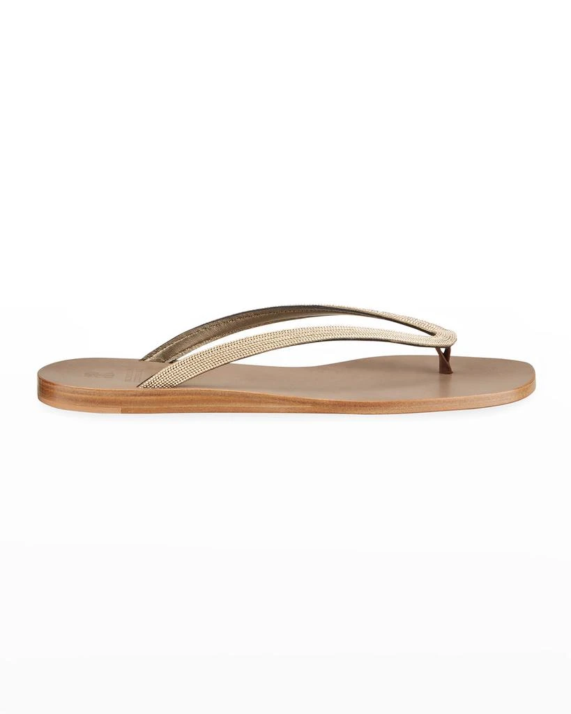 商品Brunello Cucinelli|Leather Monili Flat Thong Sandals,价格¥5695,第1张图片