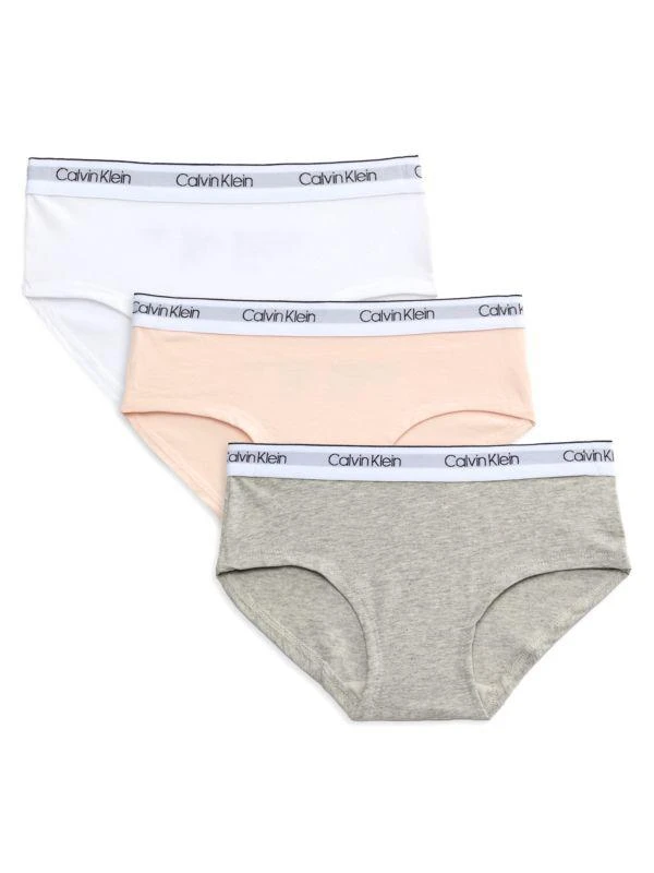 商品Calvin Klein|Girl's 3-Piece Logo Briefs,价格¥146,第1张图片