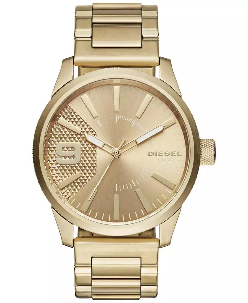 商品Diesel|Men's Rasp Gold-Tone Stainless Steel Bracelet Watch 46x53mm DZ1761,价格¥1557,第1张图片