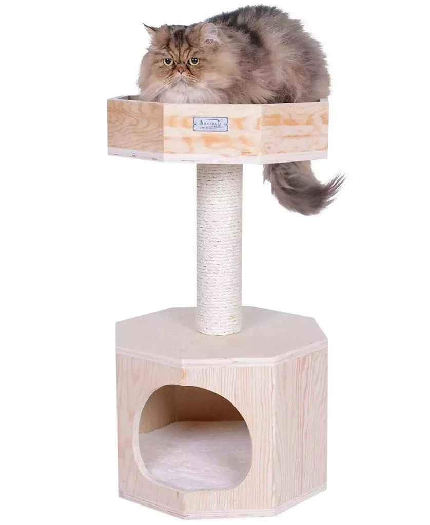商品Macy's|29" Premium Scots Pine, Real Wood Cat Tree With Perch & Condo,价格¥1165,第1张图片