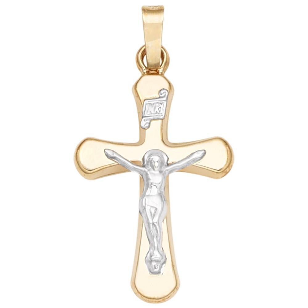 商品Macy's|Crucifix Cross Pendant in 14k Yellow and White Gold,价格¥554,第1张图片