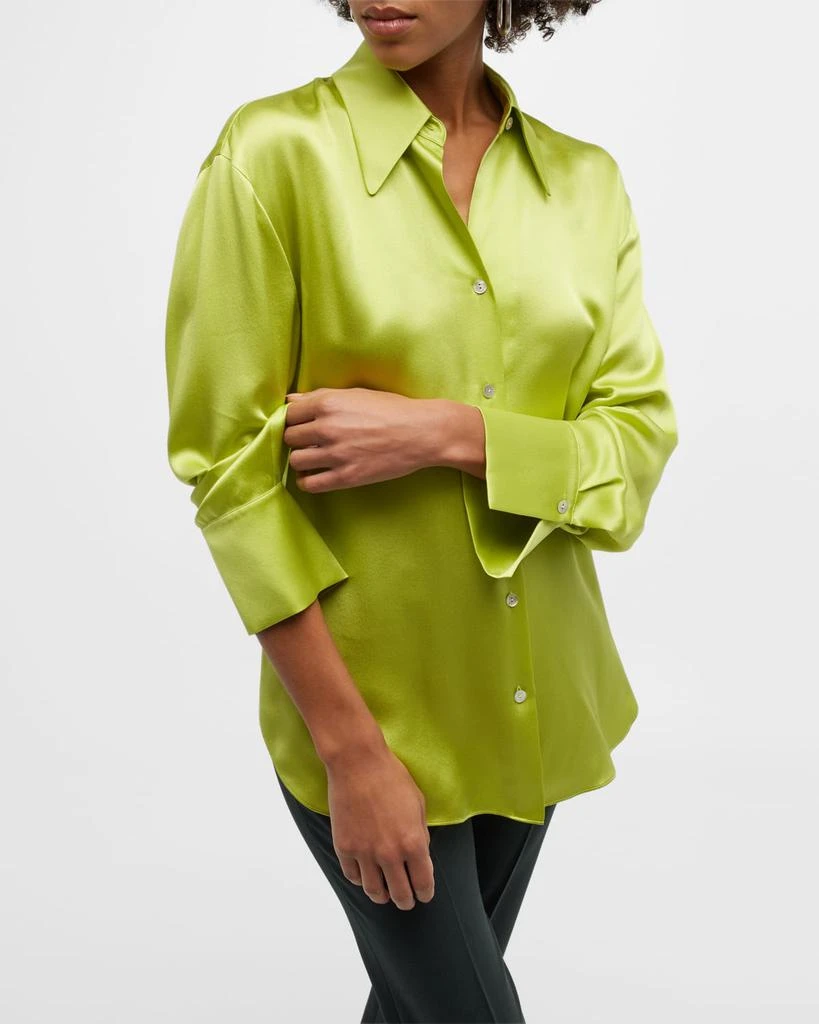 Ruched-Back Collared Silk Blouse 商品