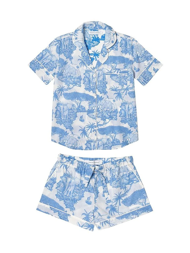 商品Desmond & Dempsey|2-Piece Printed Cotton Short Pajama Set,价格¥1428,第1张图片