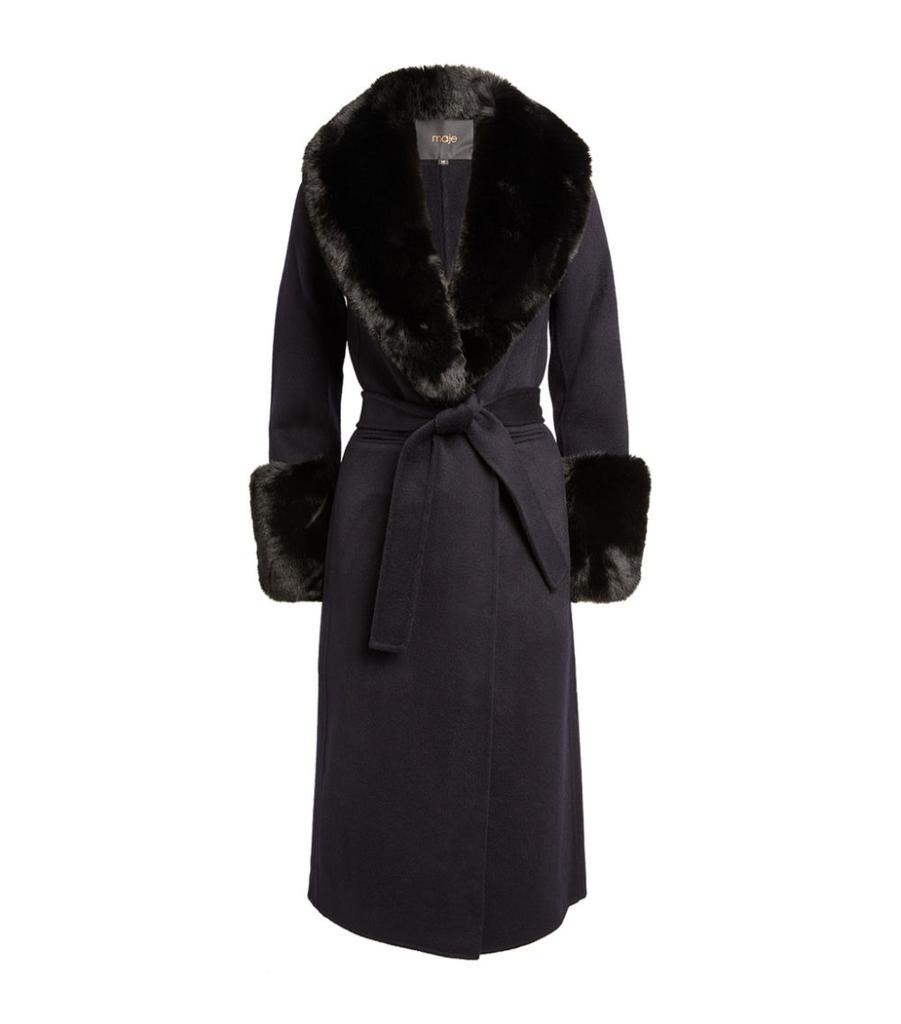 商品Maje|Faux Fur-Trim Coat,价格¥5123,第1张图片