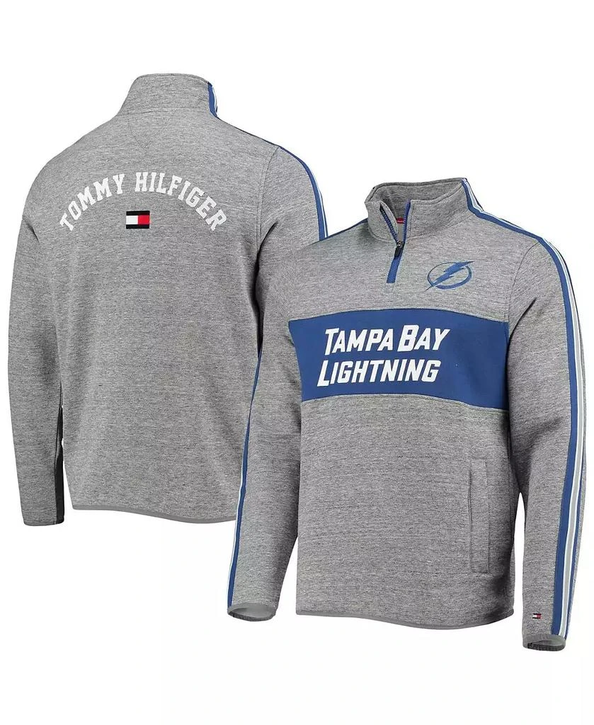 商品Tommy Hilfiger|Men's Heathered Gray Tampa Bay Lightning Mario Quarter-Zip Jacket,价格¥501,第1张图片