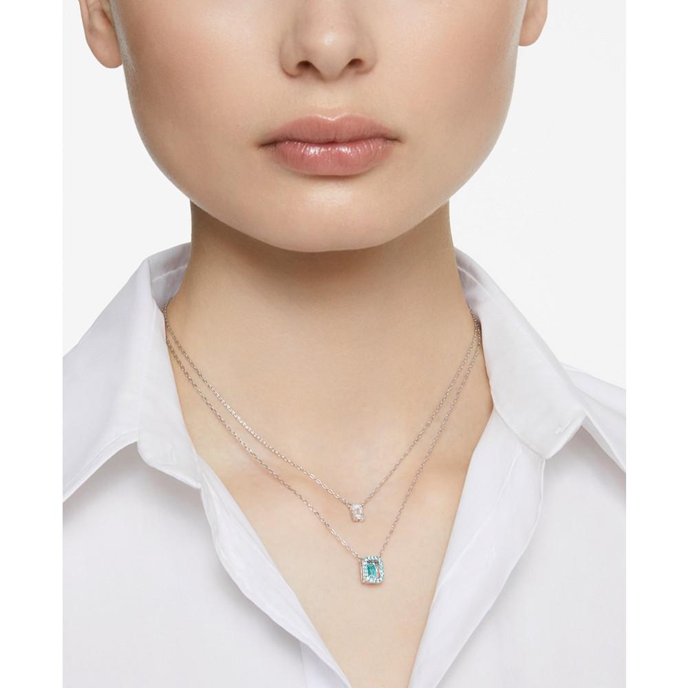 Silver-Tone Millenia Blue Crystal Pendant Two Row Necklace, 15-7/8" + 2" extender商品第5张图片规格展示
