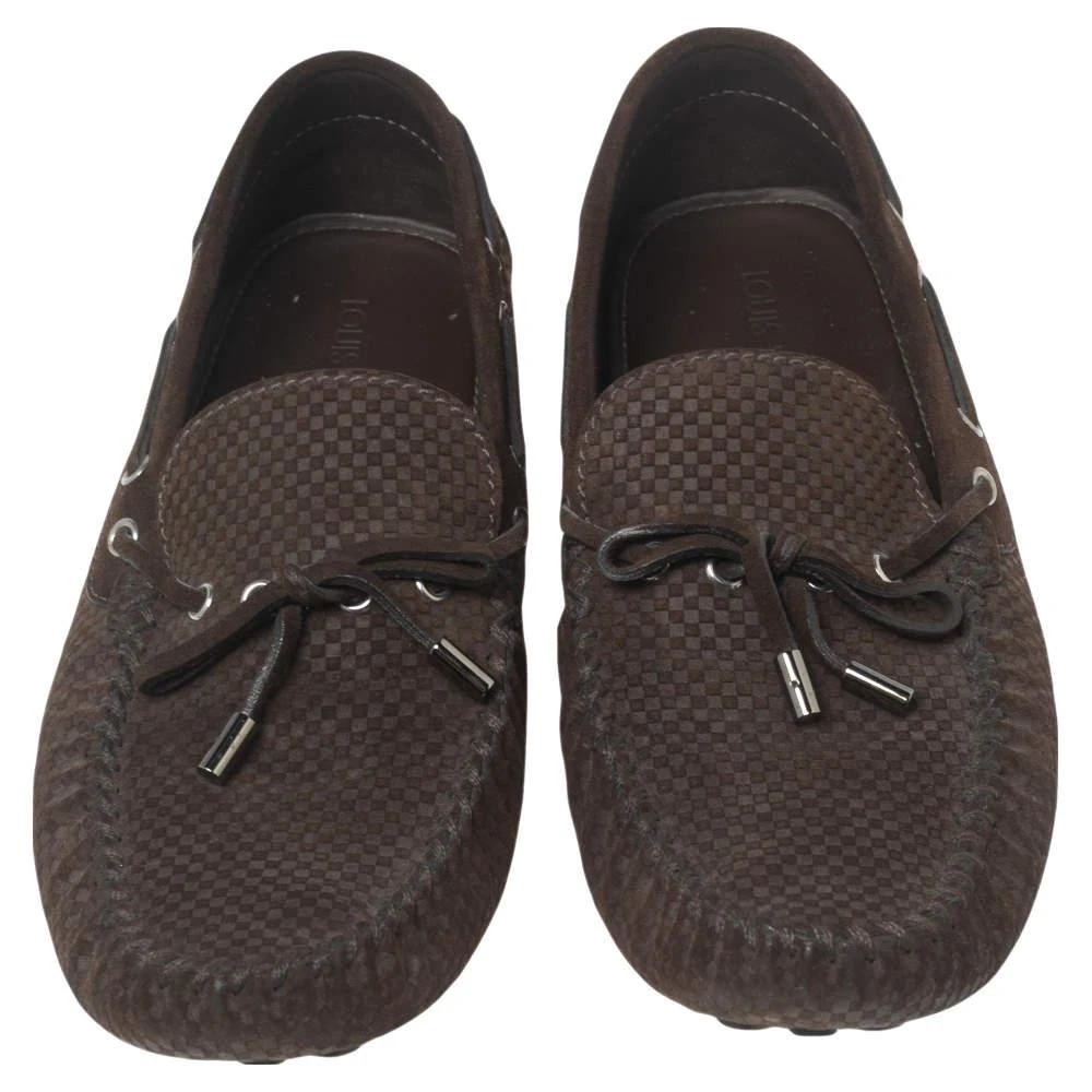 商品[二手商品] Louis Vuitton|Louis Vuitton Brown Petit Damier Suede Bow Loafers Size 44,价格¥2479,第3张图片详细描述