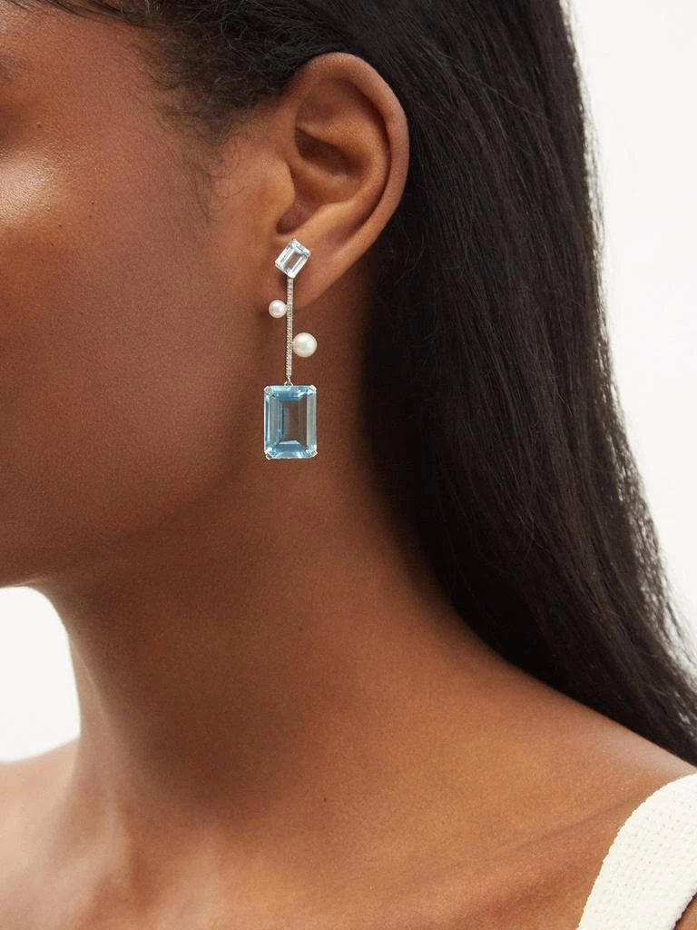 商品MATEO|Diamond, pearl, topaz & 14kt white gold earrings,价格¥26863,第2张图片详细描述