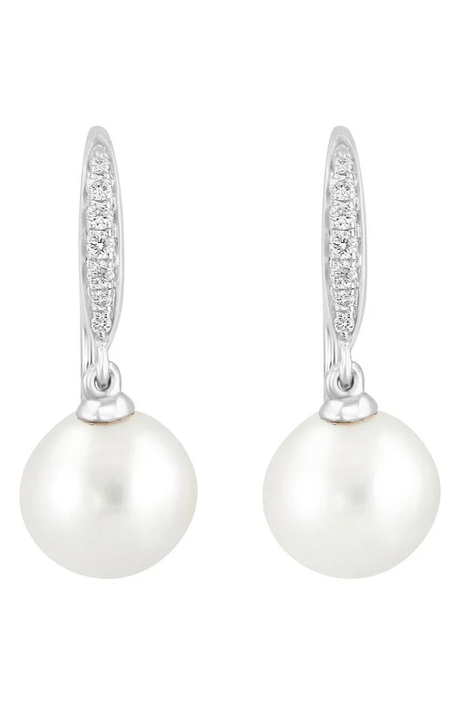 商品Effy|14K White Gold Diamond & 7-8mm Freshwater Pearl Drop Earrings - 0.10 ctw,价格¥2832,第2张图片详细描述
