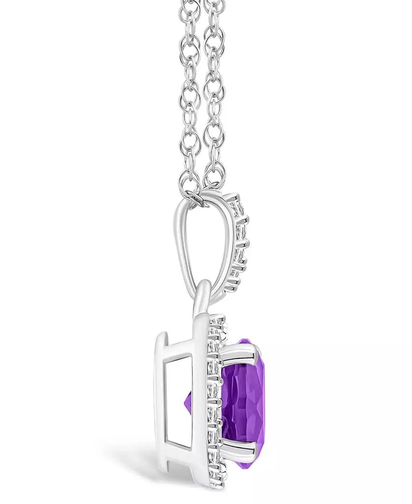 商品Macy's|Amethyst (1-1/4 ct. t.w.) and Lab Grown Sapphire (1/6 ct. t.w.) Halo Pendant Necklace in 10K White Gold,价格¥1543,第3张图片详细描述