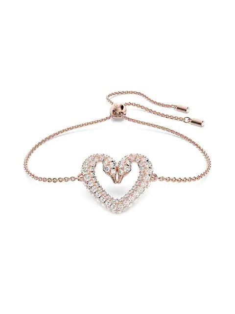 Una Swarovski Crystal Rose Goldtone Heart Bracelet商品第1张图片规格展示