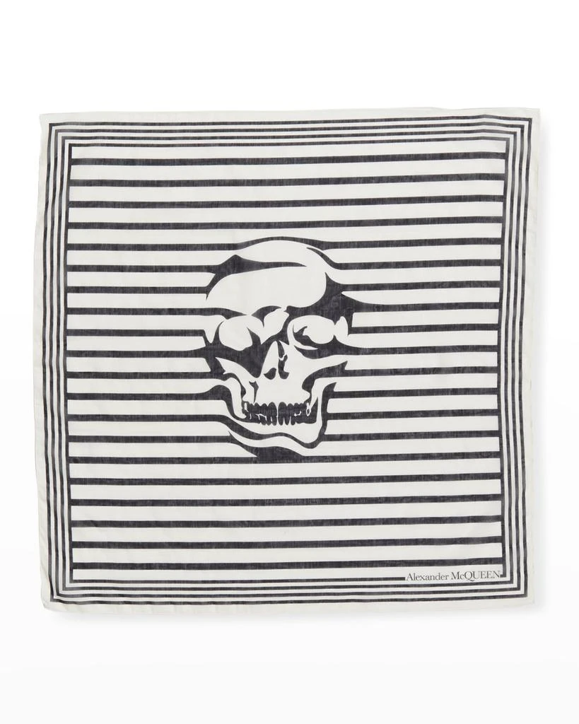 商品Alexander McQueen|Men's Silk-Cotton Breton Biker Skull Square Scarf,价格¥521,第1张图片