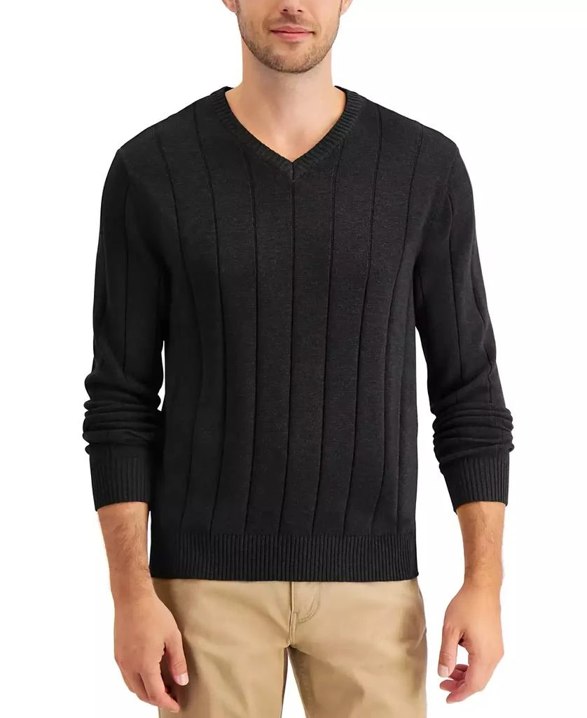 商品Club Room|Men's Drop-Needle V-Neck Cotton Sweater, Created for Macy's,价格¥152,第1张图片