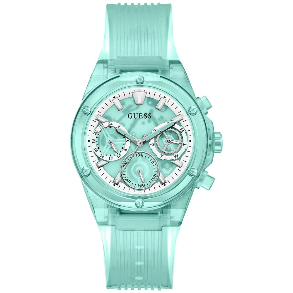 商品GUESS|Women's Turquoise Silicone Strap Watch 39mm,价格¥864,第1张图片