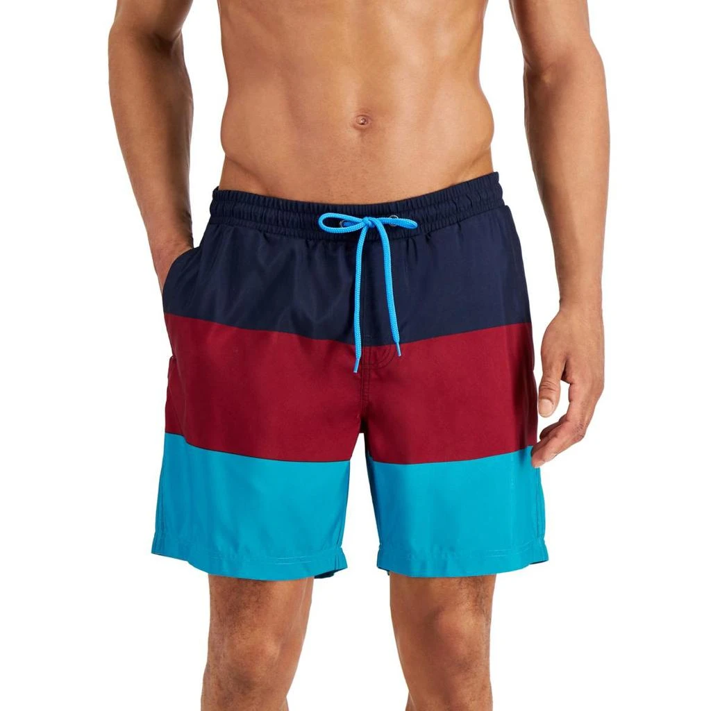 商品Club Room|Club Room Mens Striped Colorblocked Swim Trunks,价格¥62,第2张图片详细描述