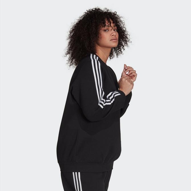 Women's adidas Essentials 3-Stripes Fleece Crewneck Sweatshirt (Plus Size)商品第3张图片规格展示