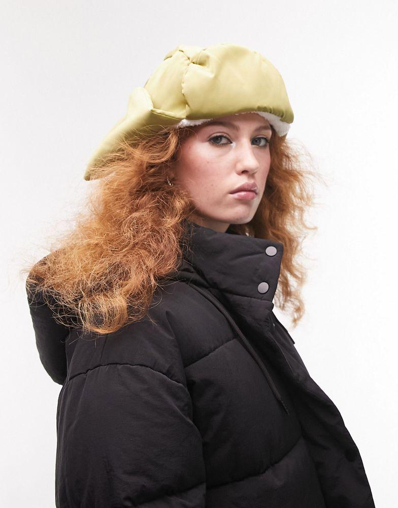 Topshop nylon trapper hat in khaki商品第2张图片规格展示