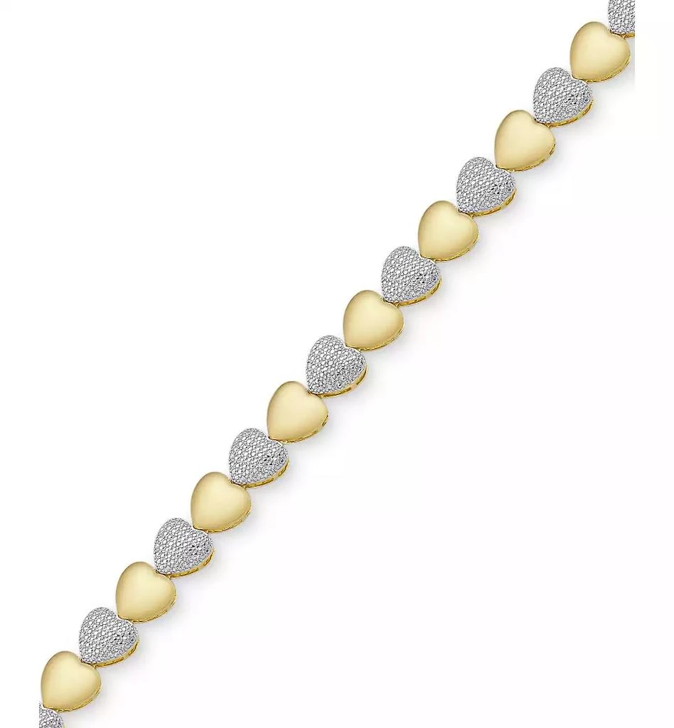 商品Macy's|Diamond Accent Heart Link Bracelet in Silver Plate, Gold Plate or Rose Gold Plate,价格¥263,第1张图片