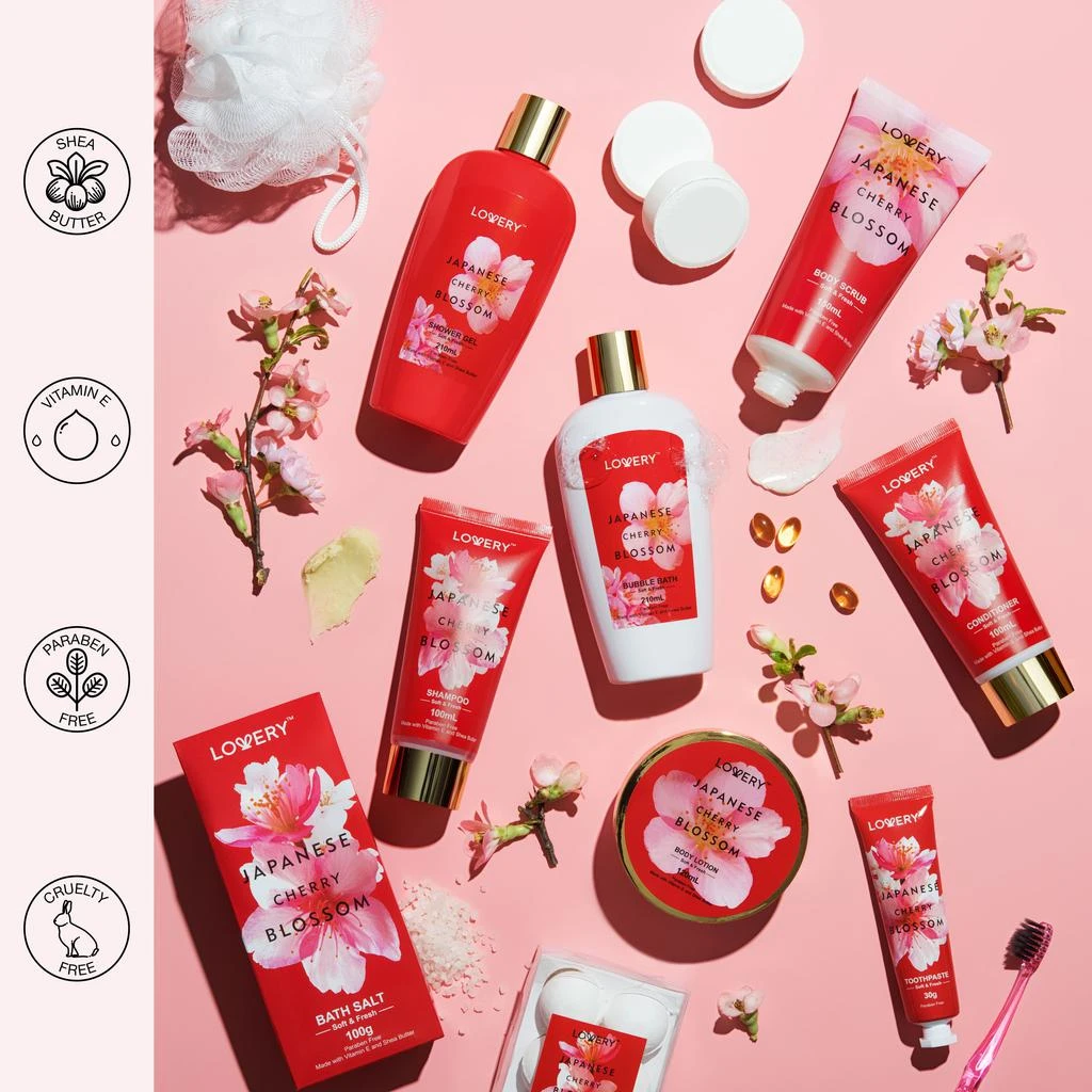 商品Lovery|Japanese Cherry Blossom Deluxe Spa Bag 25-Piece Set,价格¥531,第3张图片详细描述
