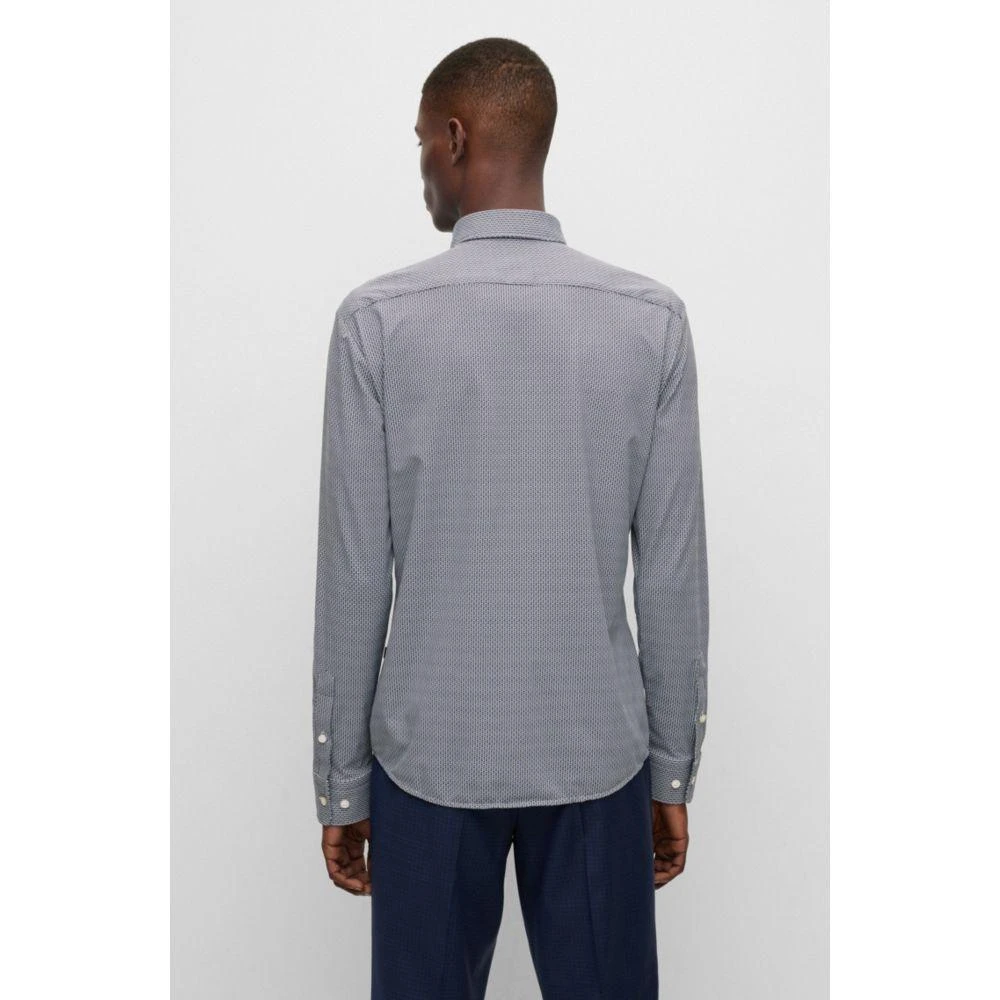 商品Hugo Boss|Slim-fit shirt in patterned performance-stretch jersey,价格¥669,第1张图片