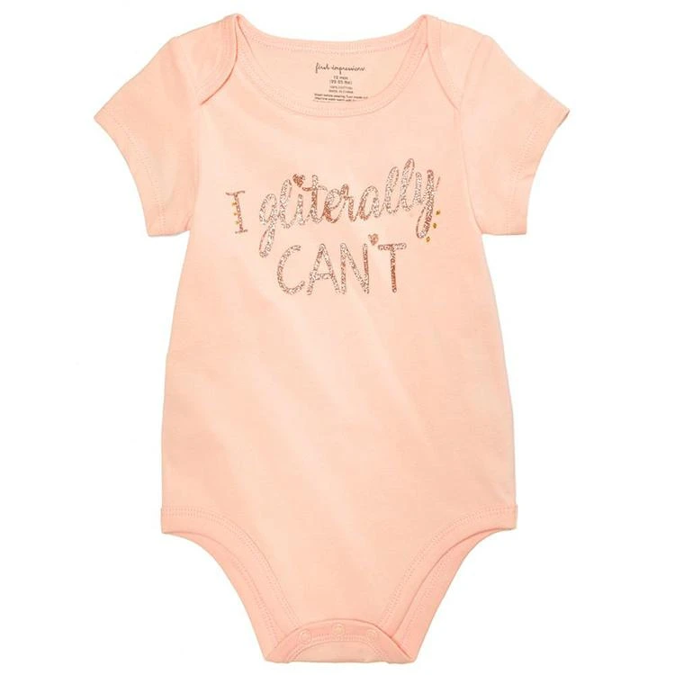 商品First Impressions|Gliterally Can't Cotton Bodysuit, Baby Girls, Created for Macy's,价格¥38,第1张图片