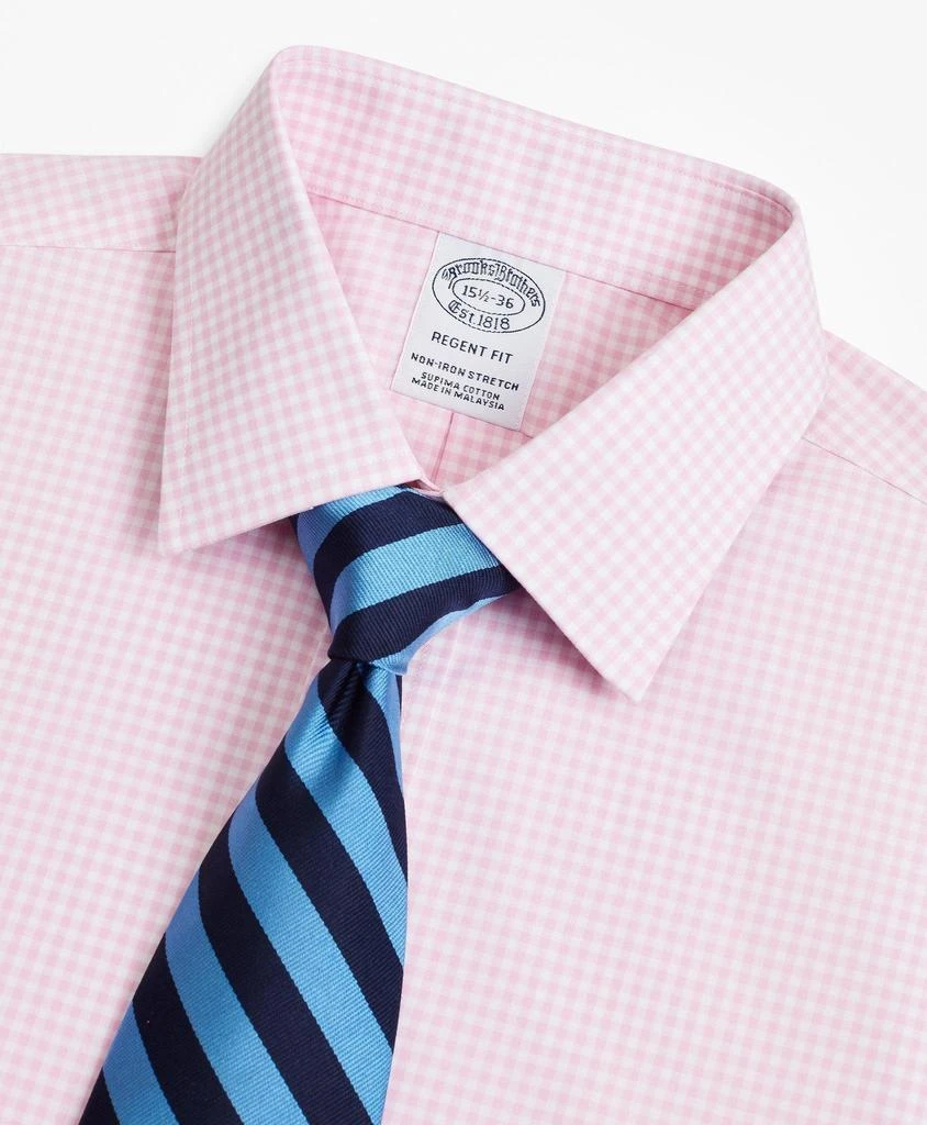 商品Brooks Brothers|Stretch Regent Regular-Fit  Dress Shirt, Non-Iron Poplin Ainsley Collar Gingham,价格¥413,第2张图片详细描述