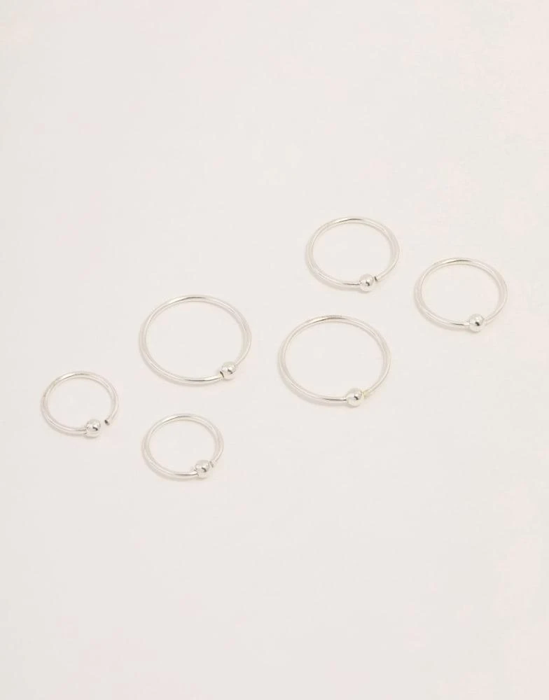 商品Lovisa|Lovisa Sterling silver ball gradual size nose ring pack in silver,价格¥178,第1张图片