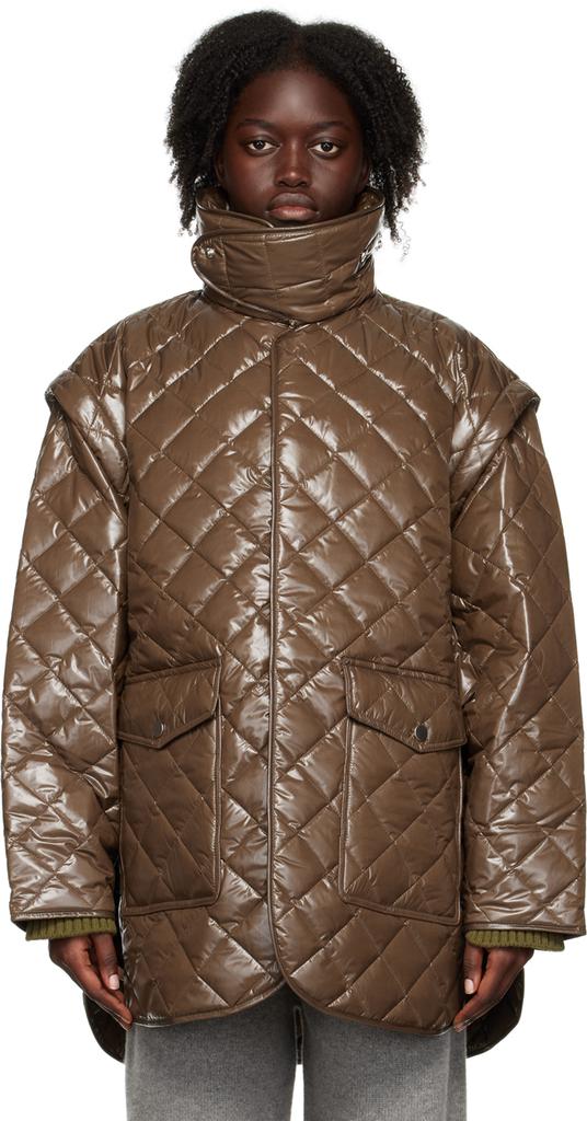 Brown Quilted Jacket商品第1张图片规格展示