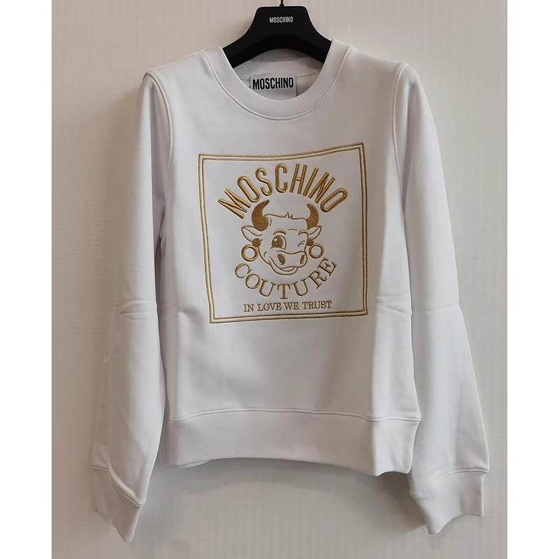 商品Moschino|MOSCHINO 女士白色牛图案卫衣 D1A1777-1027-1001,价格¥1781,第1张图片