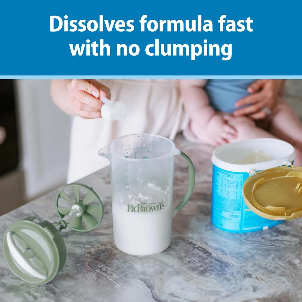 商品Dr. Brown's|Dr. Brown's Baby Formula Mixing Pitcher with Adjustable Stopper, Locking Lid & No Drip Spout, Orange, BPA Free, 36oz, 1 Pack,价格¥83,第2张图片详细描述
