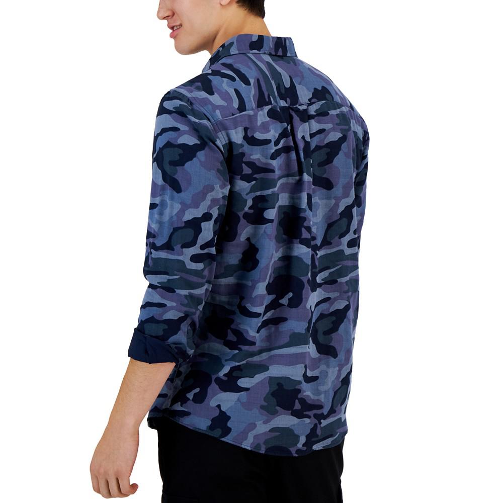 Men's Camo Print Button-Front Long-Sleeve Pocket Shirt, Created for Macy's商品第2张图片规格展示
