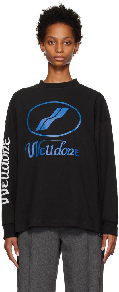 商品We11done|Black Print Long Sleeve T-Shirt,价格¥728,第1张图片