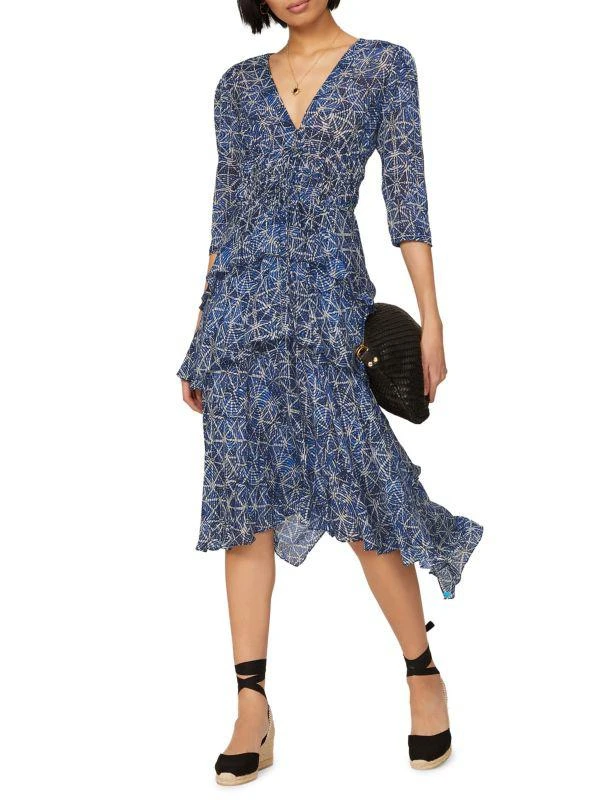 商品Maje|Rufflani Geometric Tiered Midi Dress,价格¥794,第1张图片