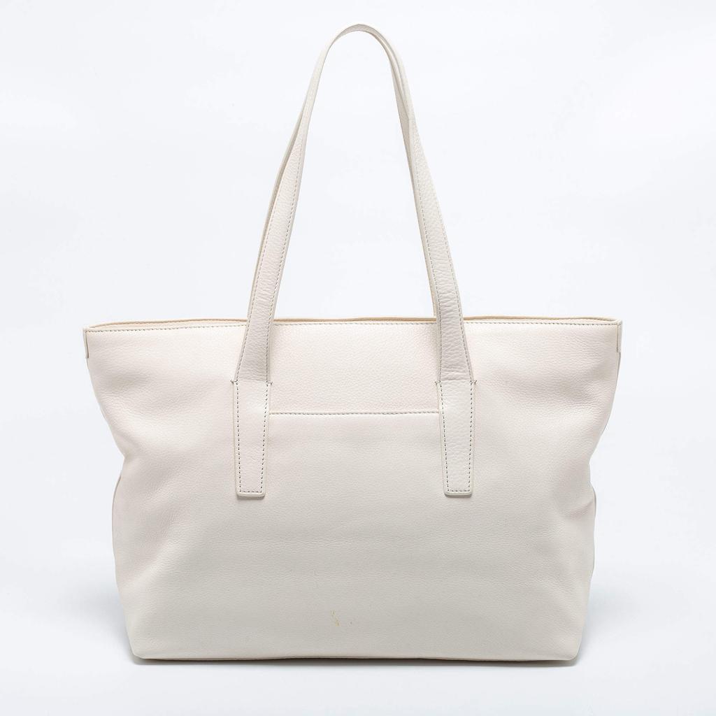 商品[二手商品] Tory Burch|Tory Burch Ivory Pebbled Leather Meyer Tote,价格¥2793,第6张图片详细描述