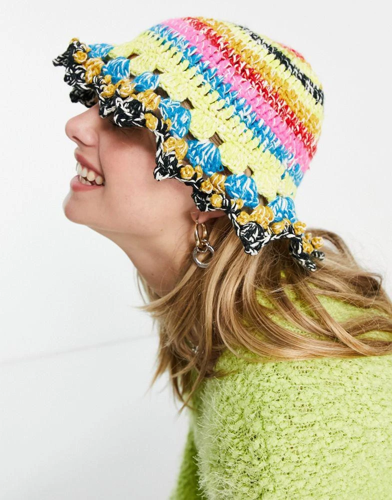 商品COLLUSION|COLLUSION Unisex crochet festival bucket hat in multi,价格¥95,第3张图片详细描述