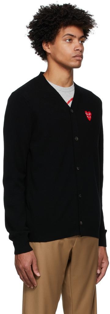 商品Comme des Garcons|Black Wool Layered Double Heart Cardigan,价格¥3308,第4张图片详细描述