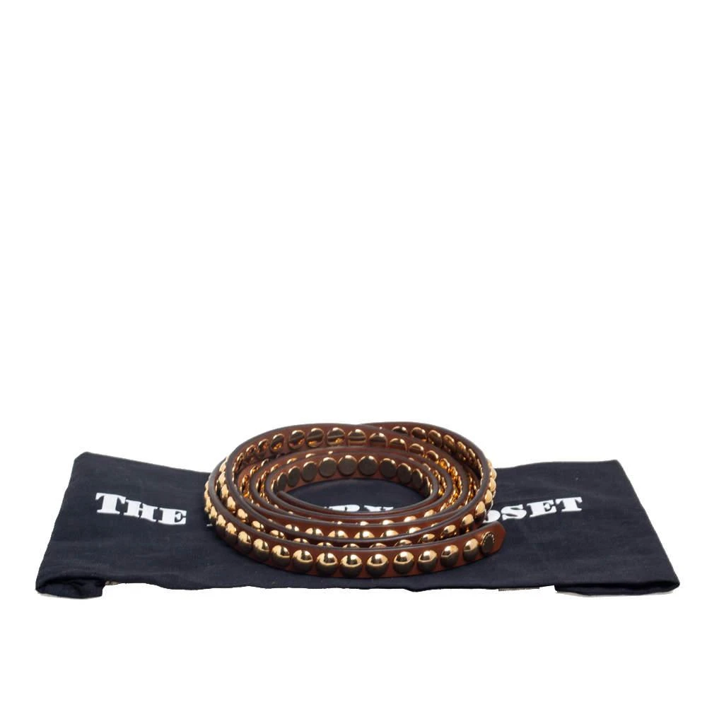 Burberry Brown Leather Studded Double Wrap Slim Belt 95CM 商品