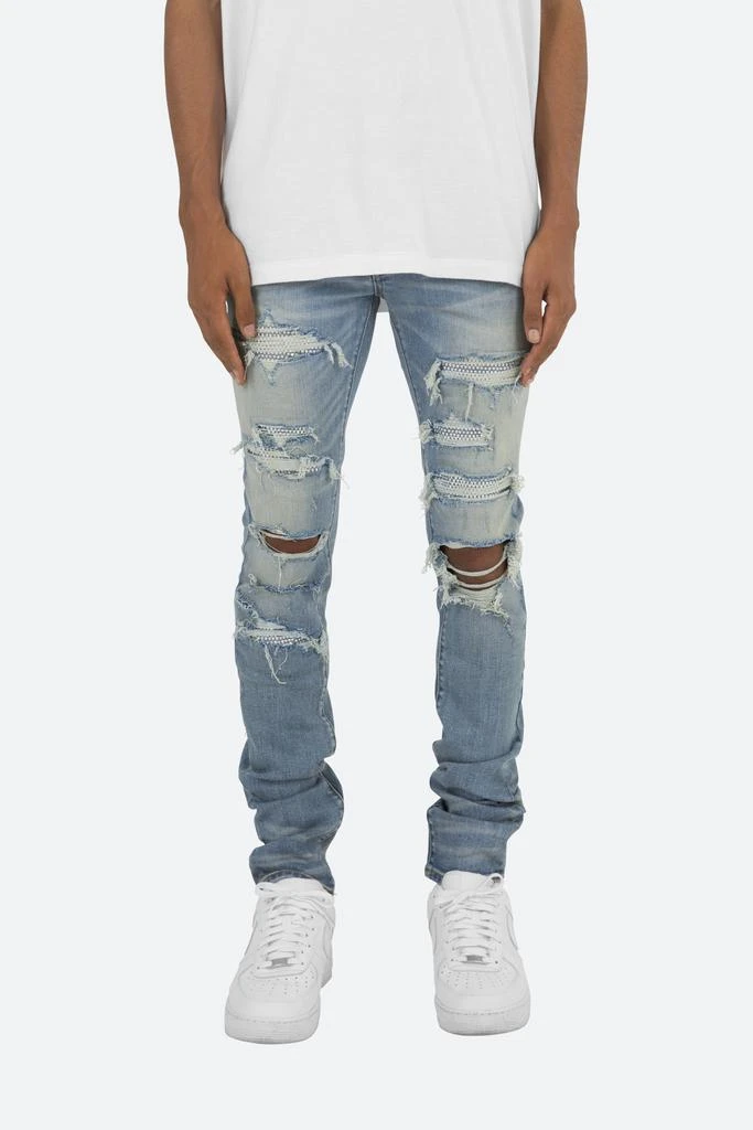 商品MNML|X201 Rhinestone Skinny Denim - Blue,价格¥506,第1张图片
