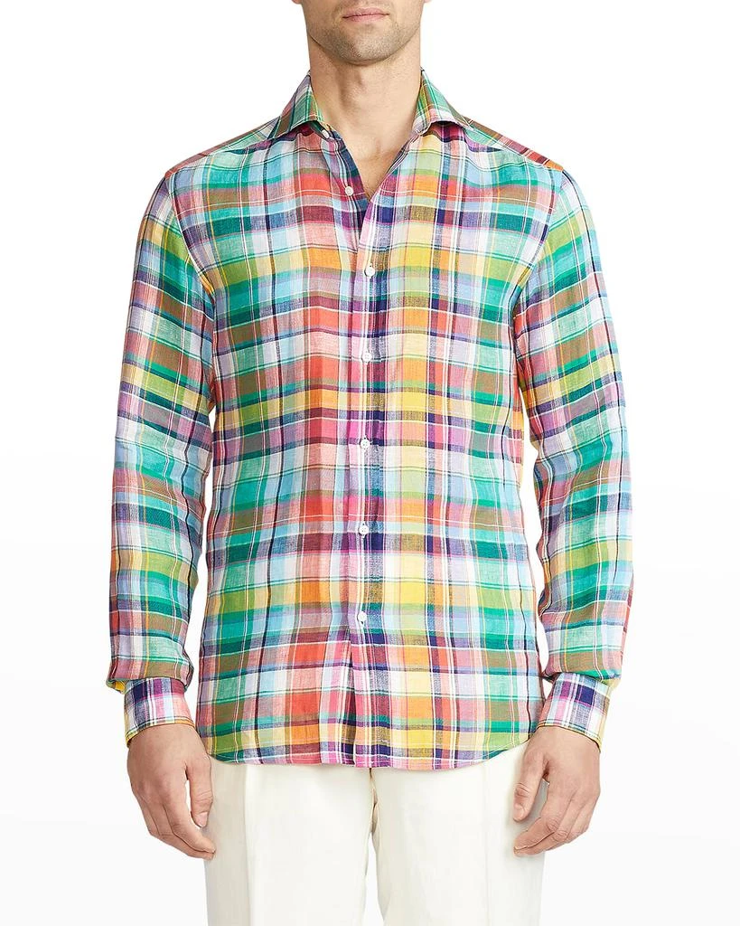 商品Ralph Lauren|Men's Aston Plaid Linen Sport Shirt,价格¥2672,第2张图片详细描述