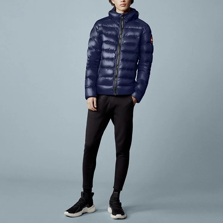 商品[国内直发] Canada Goose|加拿大鹅  Crofton系列 Crofton系列徽标Logo纯色绗缝连帽羽绒服 冬季 男款 蔚洋蓝,价格¥7147,第4张图片详细描述