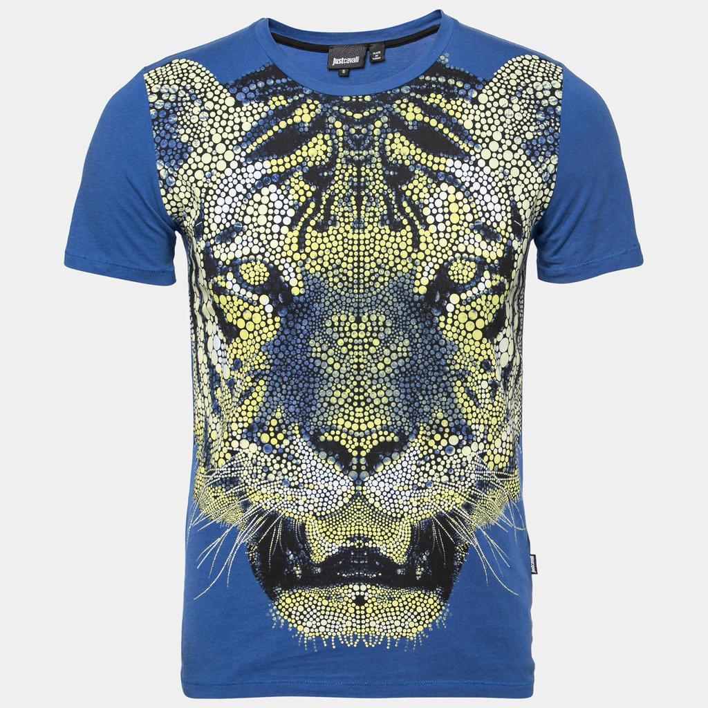商品[二手商品] Just Cavalli|Just Cavalli Blue Lion Printed Cotton Short Sleeve T-Shirt S,价格¥881,第1张图片