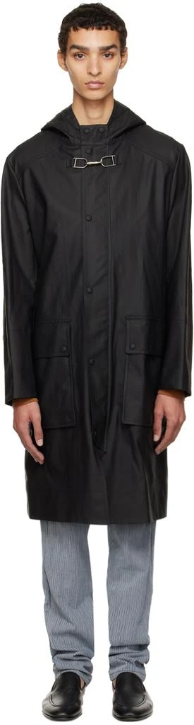 商品Gabriela Hearst|Black Coated Coat,价格¥4286,第1张图片