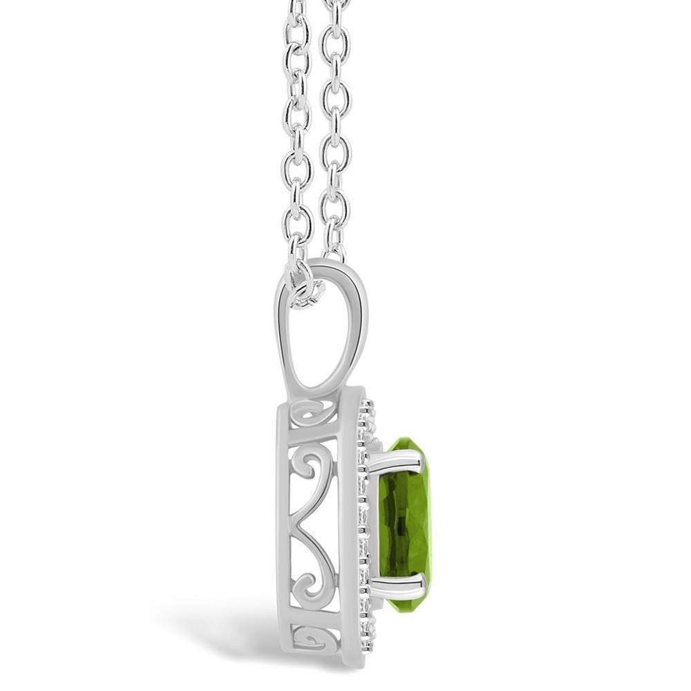 商品Macy's|Peridot (1-1/2 ct. t.w.) and Diamond (1/8 ct. t.w.) Halo Pendant Necklace in Sterling Silver,价格¥3923,第4张图片详细描述