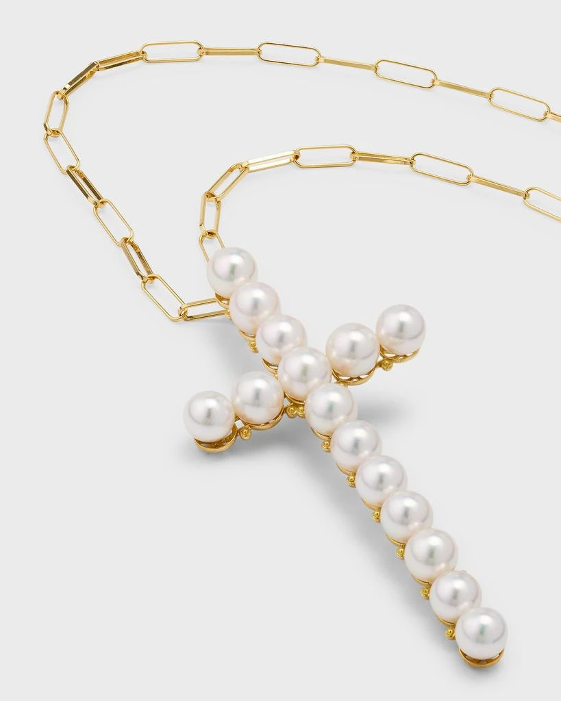 商品Pearls By Shari|18K Yellow Gold Akoya Pearl Long Cross Pendant Necklace, 36"L,价格¥49661,第3张图片详细描述