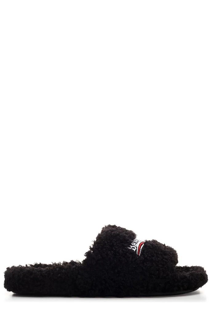 商品Balenciaga|Balenciaga Logo Furry Slides,价格¥3770,第1张图片