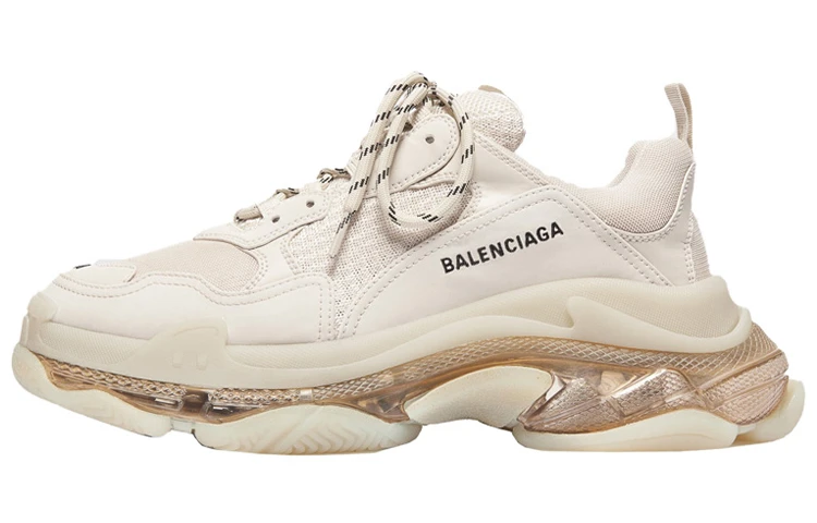 商品[国内直发] Balenciaga|巴黎世家 Triple S Clear Sole Sneaker 系带 低帮 老爹鞋 男款 米白色,价格¥9040,第1张图片