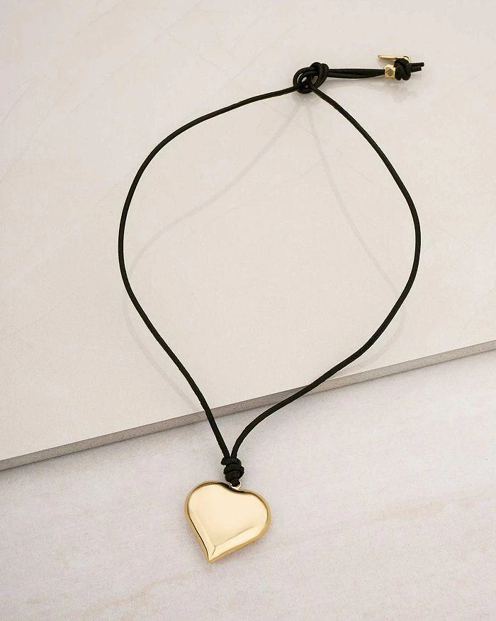 商品Ettika Jewelry|Heart Faux Leather Cord Pendant Necklace in 18K Gold Plated, 20",价格¥280,第2张图片详细描述