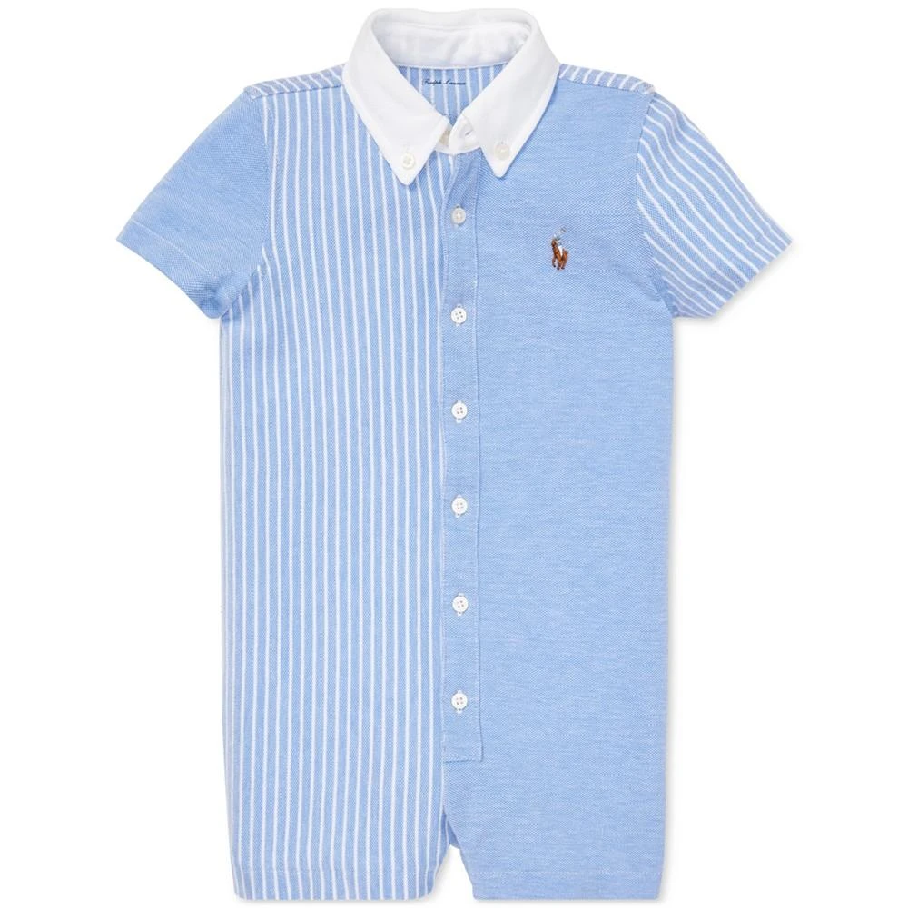 商品Ralph Lauren|Baby Boys Knit Oxford Cotton Shortall,价格¥226,第1张图片